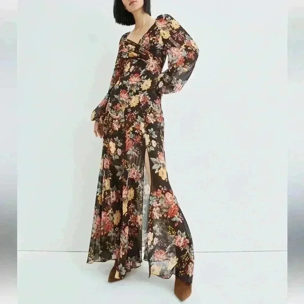New! Veronica Beard Avani floral printed silk maxi dress US 4 or 2 $898